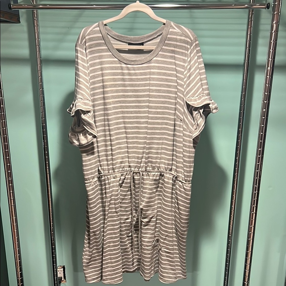 Gray Striped Casual Dress